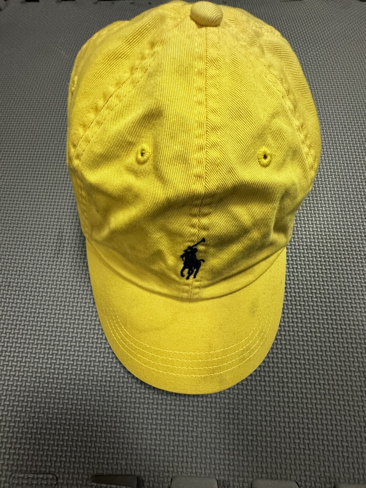 Cappello Polo Ralph Lauren Vintage Giallo Baseball Pony Cinturino Pelle Regolabile
