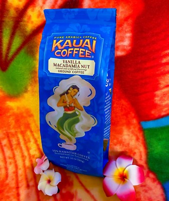Kauai Coffee Vanilla Macadamia Nut Ground 10oz Hawaiian Estate BEST BY: 4-27-27