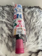 Dooney Bourke DOODLE Push Button Umbrella in White Multicolor Logo New