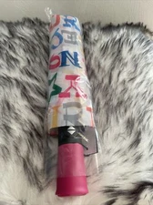 Dooney & Bourke DOODLE Push Button Umbrella in White Multicolor Logo New