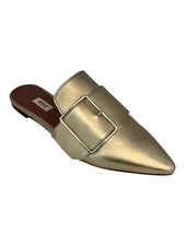 Bally Hamelin 6223284 Ladies Champagne Leather Buckled Mules MSRP $630