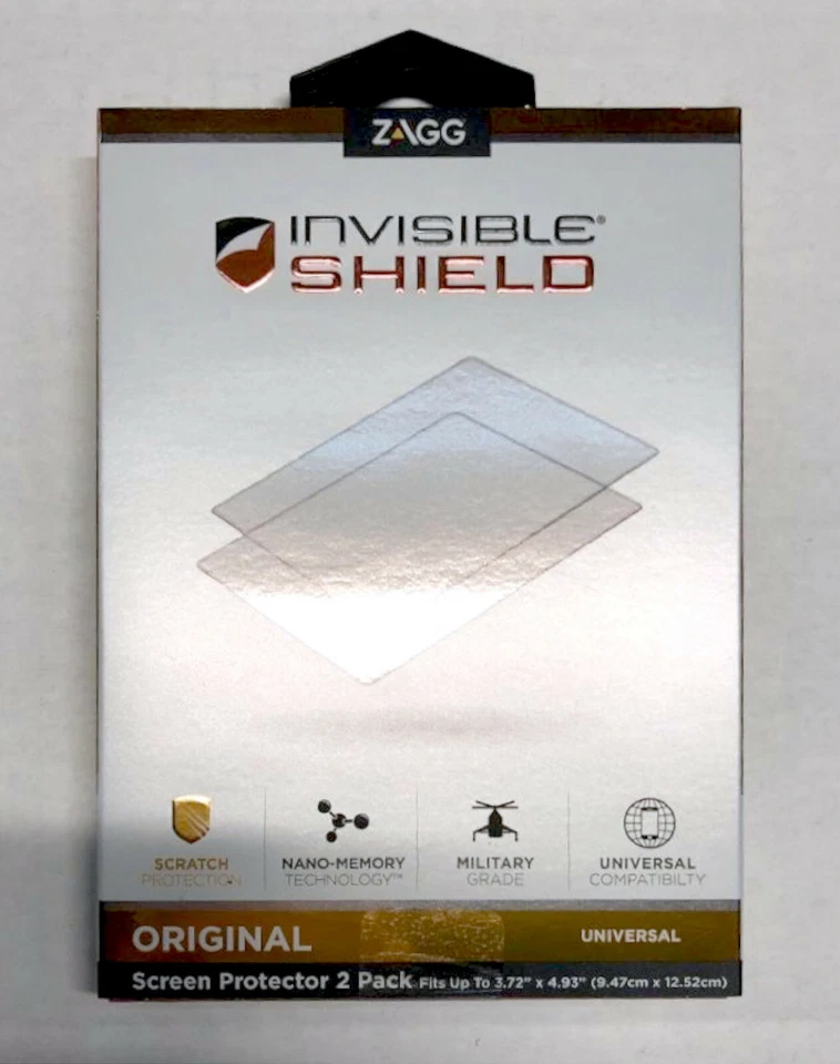 NUEVO ZAGG InvisibleShield 2-PK Protector de Pantalla Premium se adapta hasta 3.72" x 4.93" Foto 3 de 3
