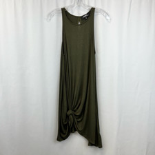 Lulus Womens Shift Dress Green Mini Knotted Hem Scoop Neck Sleeveless Cut Out M