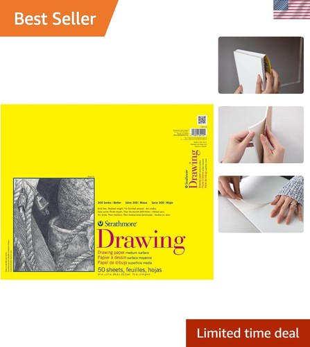 Versatile 14x17 Artist Paper Pad for Charcoal, Pencil, and More - 50 Sheets