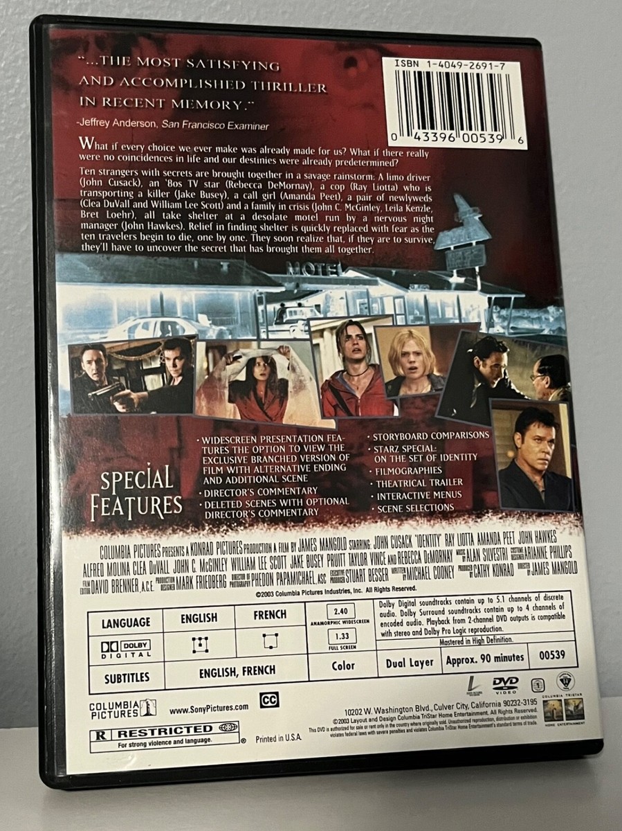 Identity DVD Rated R (John Cusack, Ray Liotta, Amanda Peet