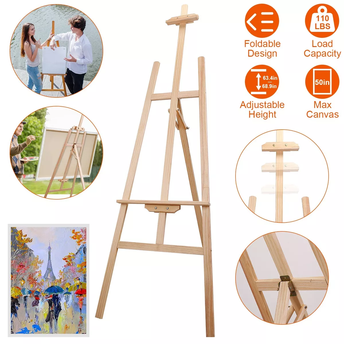 Qatalitic 5 FEET Premium Artist Wooden Easel Stand with Height Adjustment  for Canvas Painting at Rs 1589/piece, Wooden Easel in Mumbai