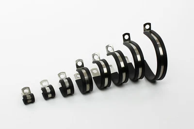 STONEY RACING Rubber Lined P-Clips Stainless Steel 304 Pipe Clamps Sizes 6mm to 60mm W4