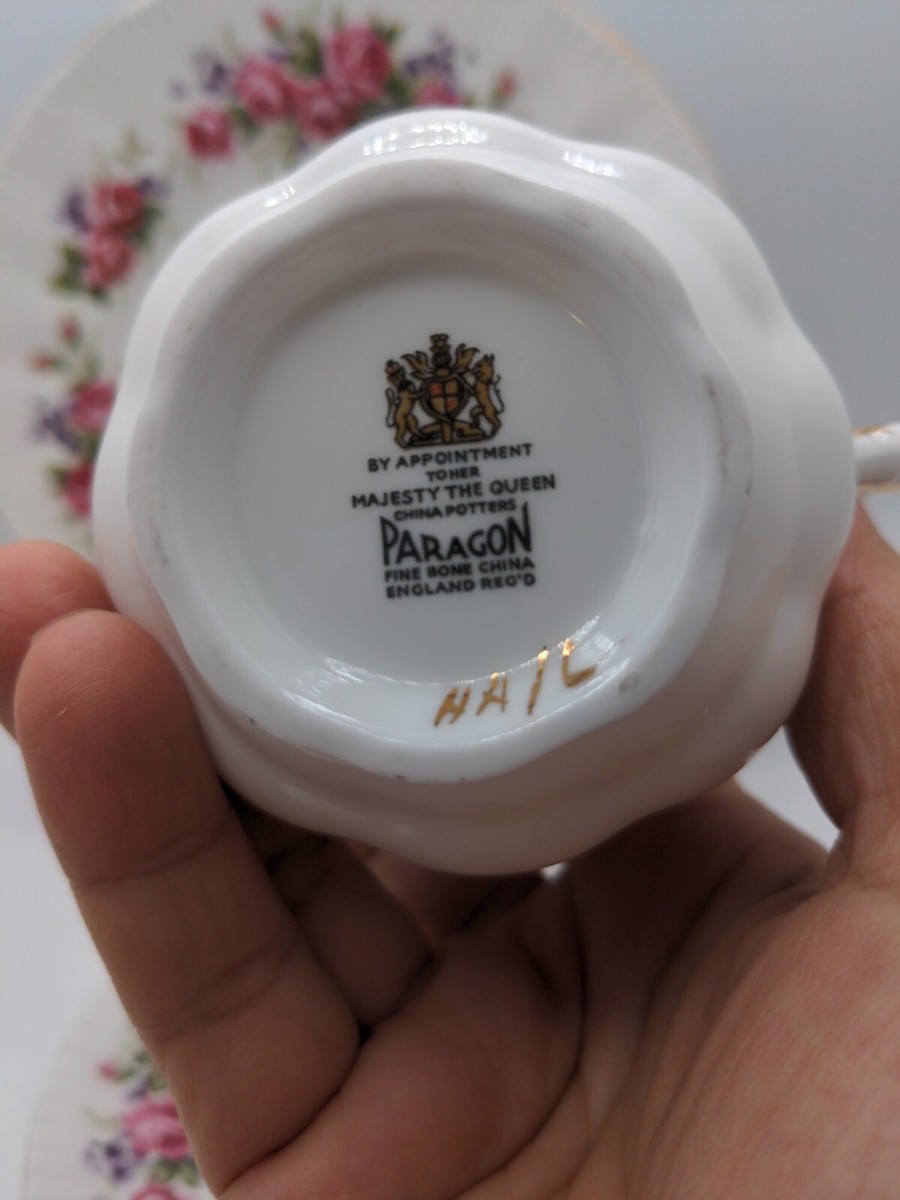 Vintage Paragon Majesty The Queen 3 Piece Coffee Saucer & Plate