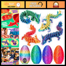 4PCS 3D Printed Dragon Egg Fidget Toys, Articulated Crystal Animals, Kids Party