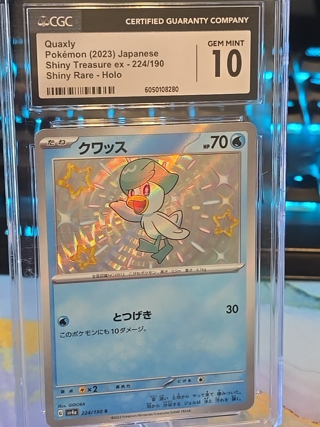 💎🔥 Quaxly 224/190 Shiny Treasure EX Certified CGC Gem Mint 10 Baby Shiny Holo