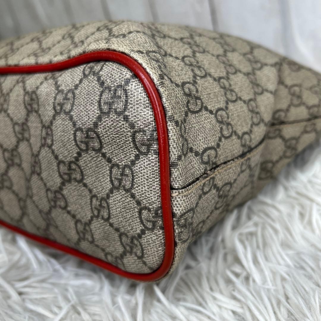 GUCCI Bosco Patch Tote Bag GG Supreme Leather Red Brown Authentic thumbnail 11
