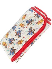 Vtg 1997 Winnie the Pooh Little Bedding Red Trim Baby Blanket Quilt Red Calliope