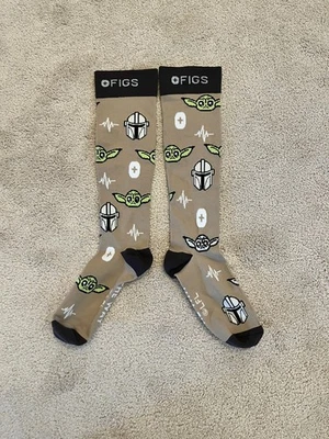 New RARE FIGS Compression Star Wars Baby Yoda Grogu Mandalorian Socks Small*Flaw - Image 1 of 4