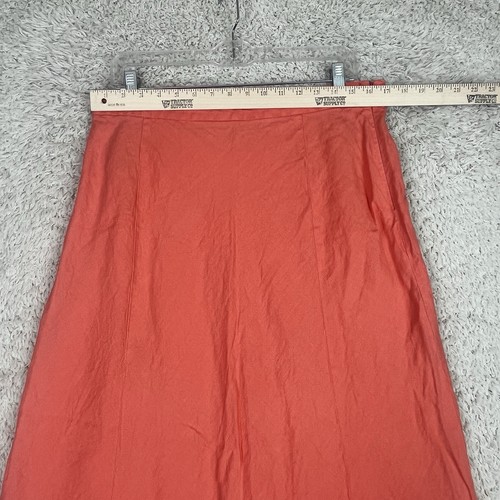 LL Bean 100% Linen Maxi Skirt Size 12 Coral Classic Fit Aline Side Zip - Picture 7 of 12