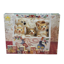 VINTAGE 1990's GOLDEN KITTY CAT IN TOY BOX 550 PIECE PUZZLE NEW IN SEALED BOX