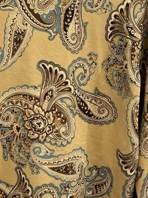 Talbots Woman Silk Blend Tan Brown Blue Paisley Long Sleeve Knit Sweater Size 3X - Image 3 of 4