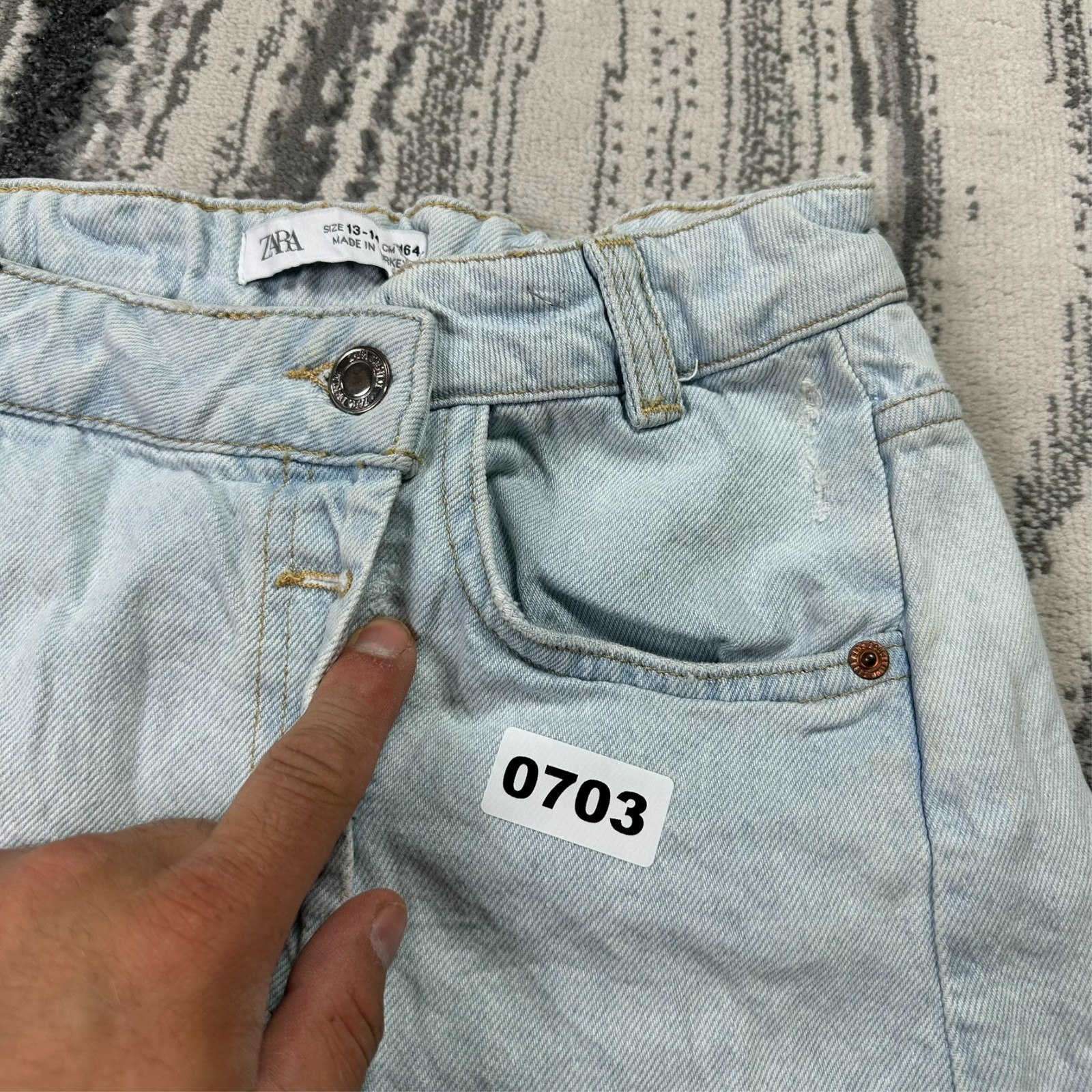 Vintage Zara Light Wash Asymmetrical Button Front Age 13-14 Denim Skort Shorts image 2