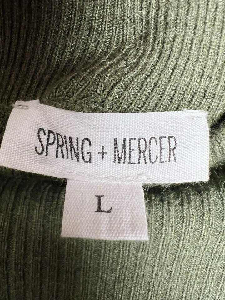 Pantalones Spring + Mercer tiro alto acanalados pierna ancha talla grande verde oliva Foto 2 de 4