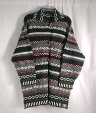 NWT Bay Road New Zealand 100% Wool Multicolor Collared Cardigan Sweater M