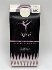 1 Pair Revolution Dancewear Dance Tights Sz MC White Color Flow footed MEDIUM