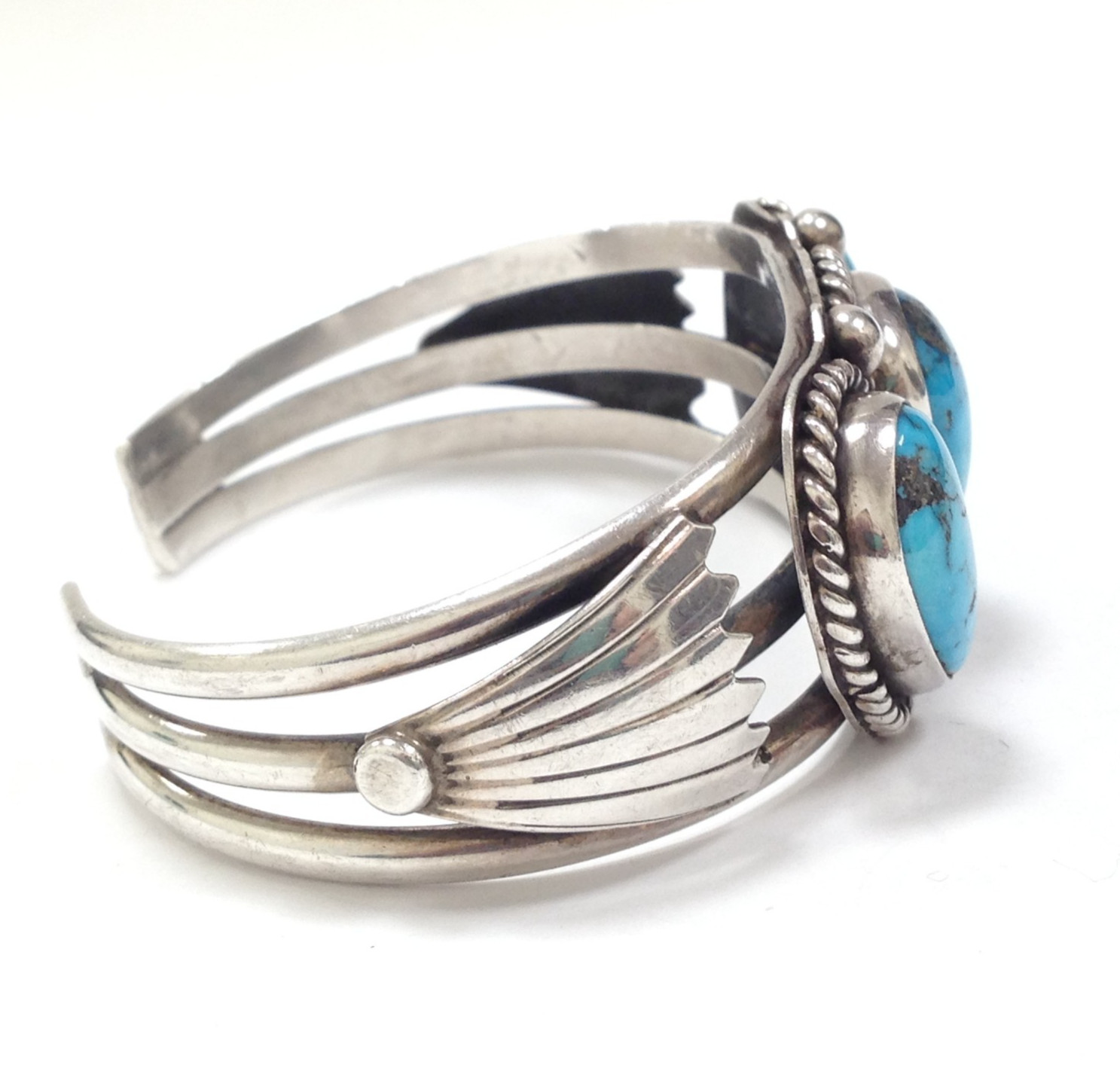 Unsigned Sterling Silver Turquoise Southwestern C… - image 3