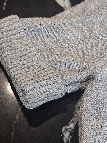 White House Black Market Grey Silver Cardigan Sweater Vest Shimmery Sz Medium - Picture 5 of 10