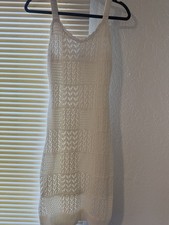Freshman Women’s XS White Solid Knit Mini Dress Scoop Neck Sleeveless Strappy