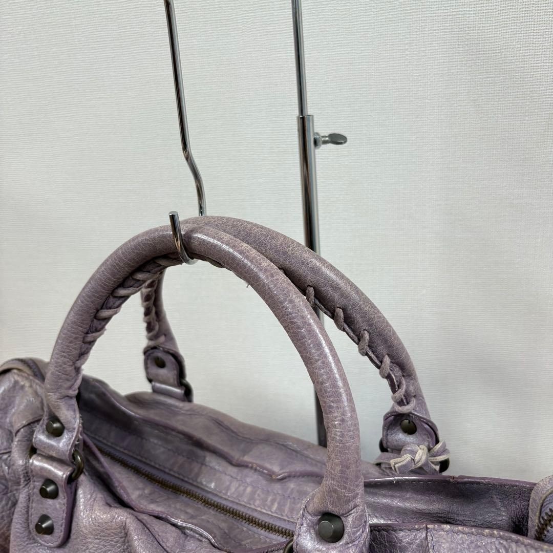Balenciaga The City Bag 115748 Purple Leather 2Way Tote Shoulder thumbnail 5