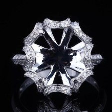 12mm Round Semi Mount Ring 925 Sterling Silver Halo Pave CZ Setting Wedding Ring