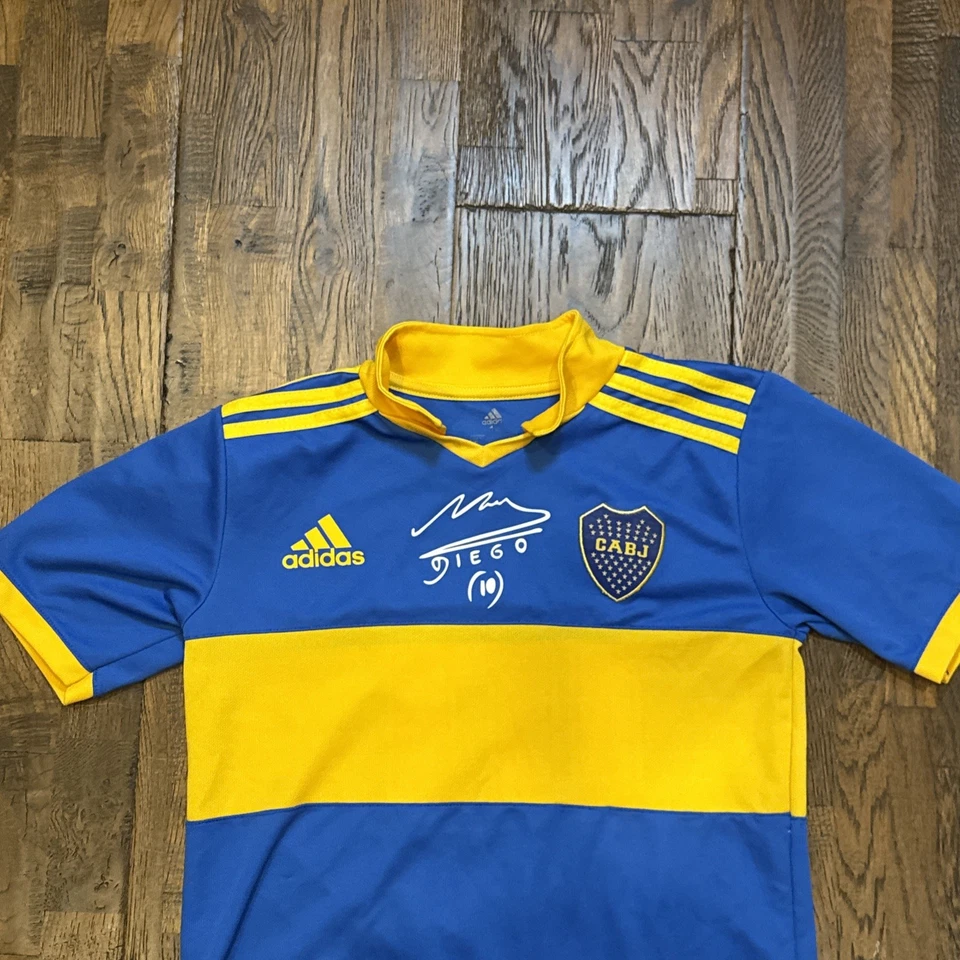 Vintage Adidas Diego Maradona CABJ youth Jersey XL Blue Yellow - Image 4 of 4