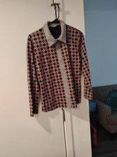 Vintage 90s Argyle Rhinestone Button Up Top
