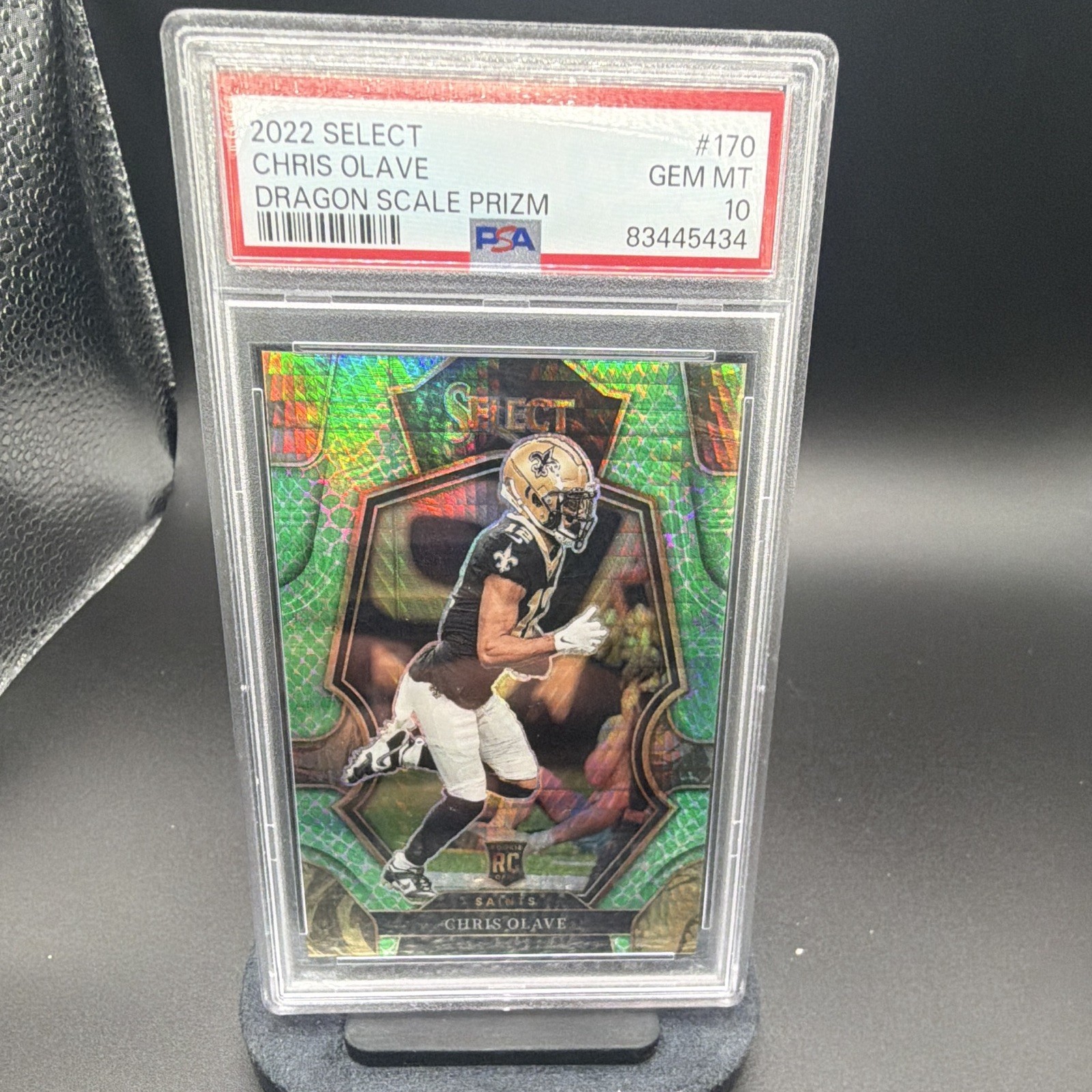 2022 Panini Select Premier Chris Olave RC #170 Dragon Scale Prizm /89 PSA 10
