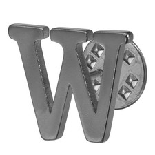Letter Lapel Pins for Men Women Initial Alphabet Letter-W Collar Gunmetal Gray