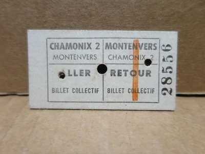 CHAMONIX MONTENVERS ancien ticket de train collectif aller retour - Photo 1/2