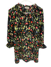 ANN TAYLOR LOFT Dress Size P Small Floral Black Boho Flirty Ditzy Peasant NEW