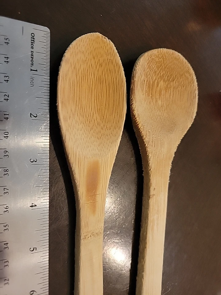 2 Pampered Chef Spoons 12” Wooden Bamboo Spoons Set - Image 2 of 4
