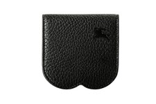 Burberry Unisex "Chess" Black Texture Leather Logo Credit Card Case