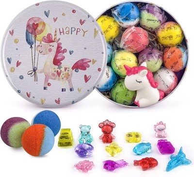 Bath Bombs for Kids, 12pcs Bath Bombs with Surprise Crystal Toys Inside, Handmad