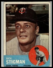 1963 Topps Baseball #89 Dick Stigman VG CREASED Minnesota Twins