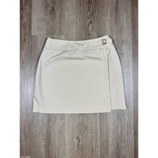 Vintage Esprit Y2K 100 Cotton Wrap Skirt Mini Khaki Beige Preppy Size 3/4 S