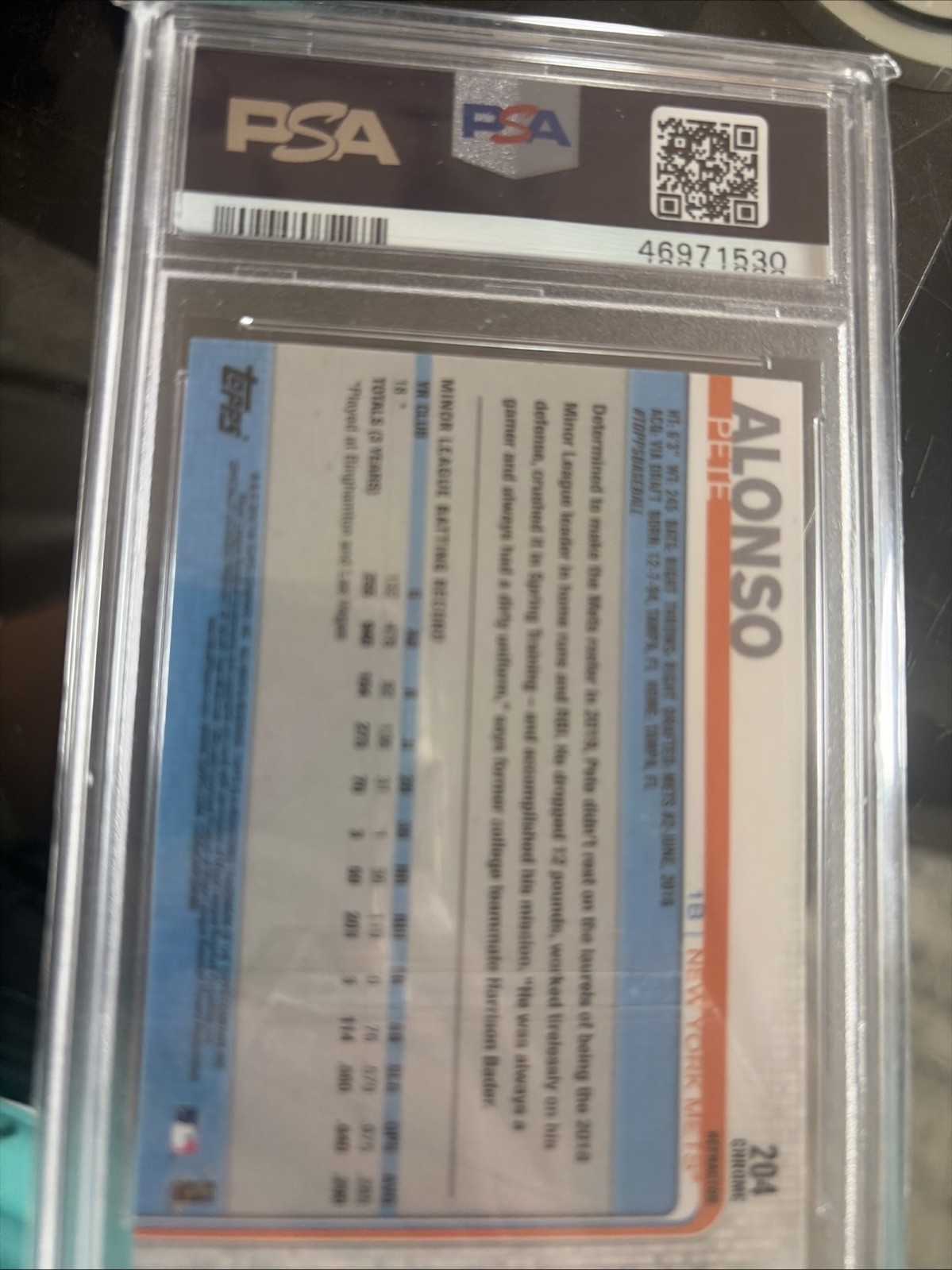 2019 Topps Chrome - Pete Alonso #204 Sepia Refractor (RC) PSA 9 MINT view 2