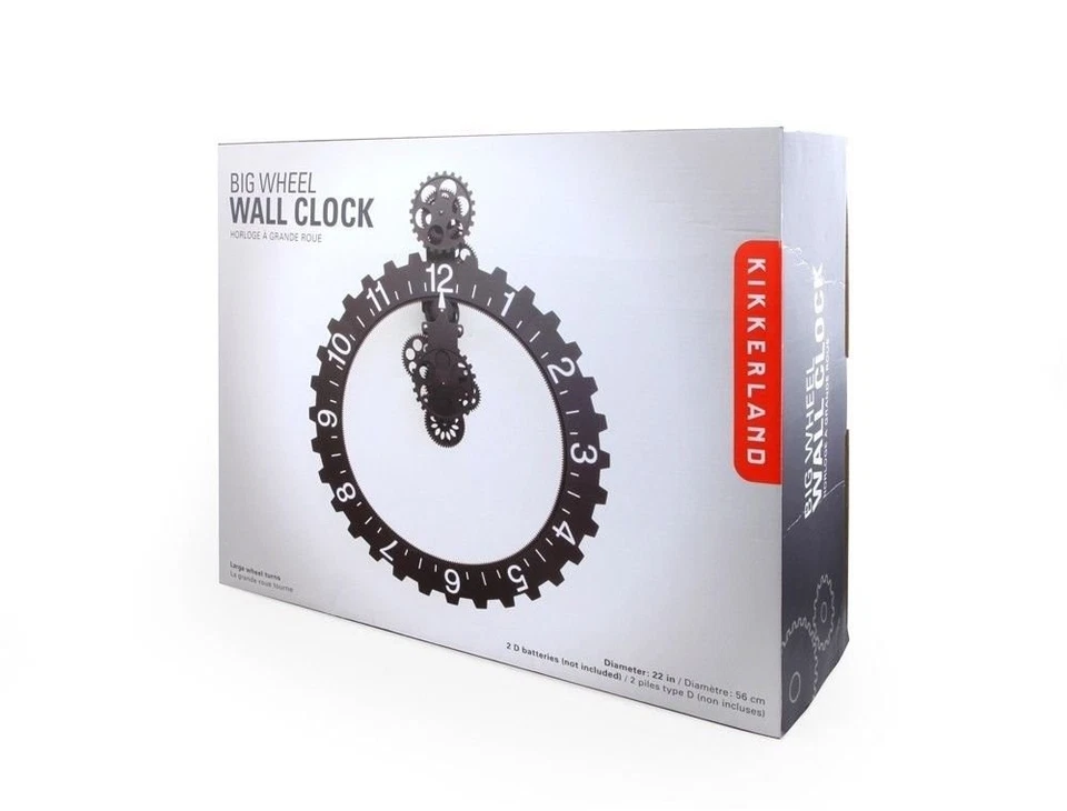 Настенные часы Big Wheel Hour, черные - Изображение 2 из 3