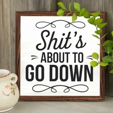 2D Wood Framed Sign Bathroom Decor Signs