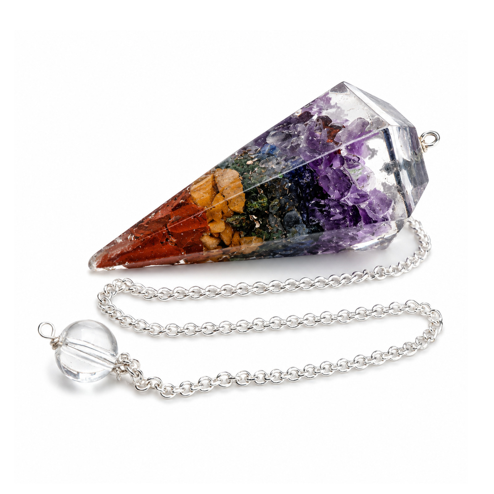 Orgone 7 Chakra Pendulum Reiki Crystal Dowsing Tool Healing Stones