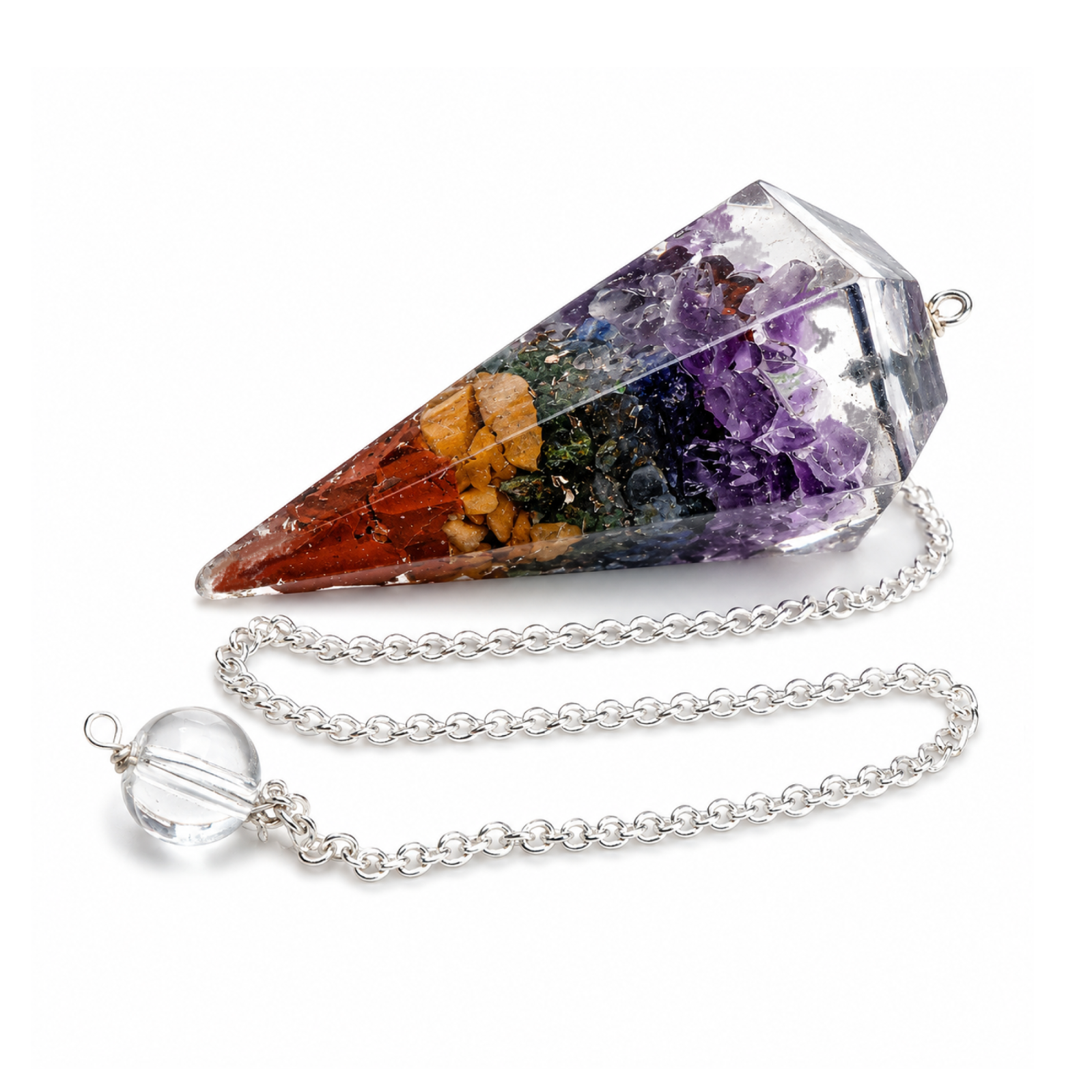 Orgone 7 Chakra Pendulum Reiki Crystal Dowsing Tool Healing Stones