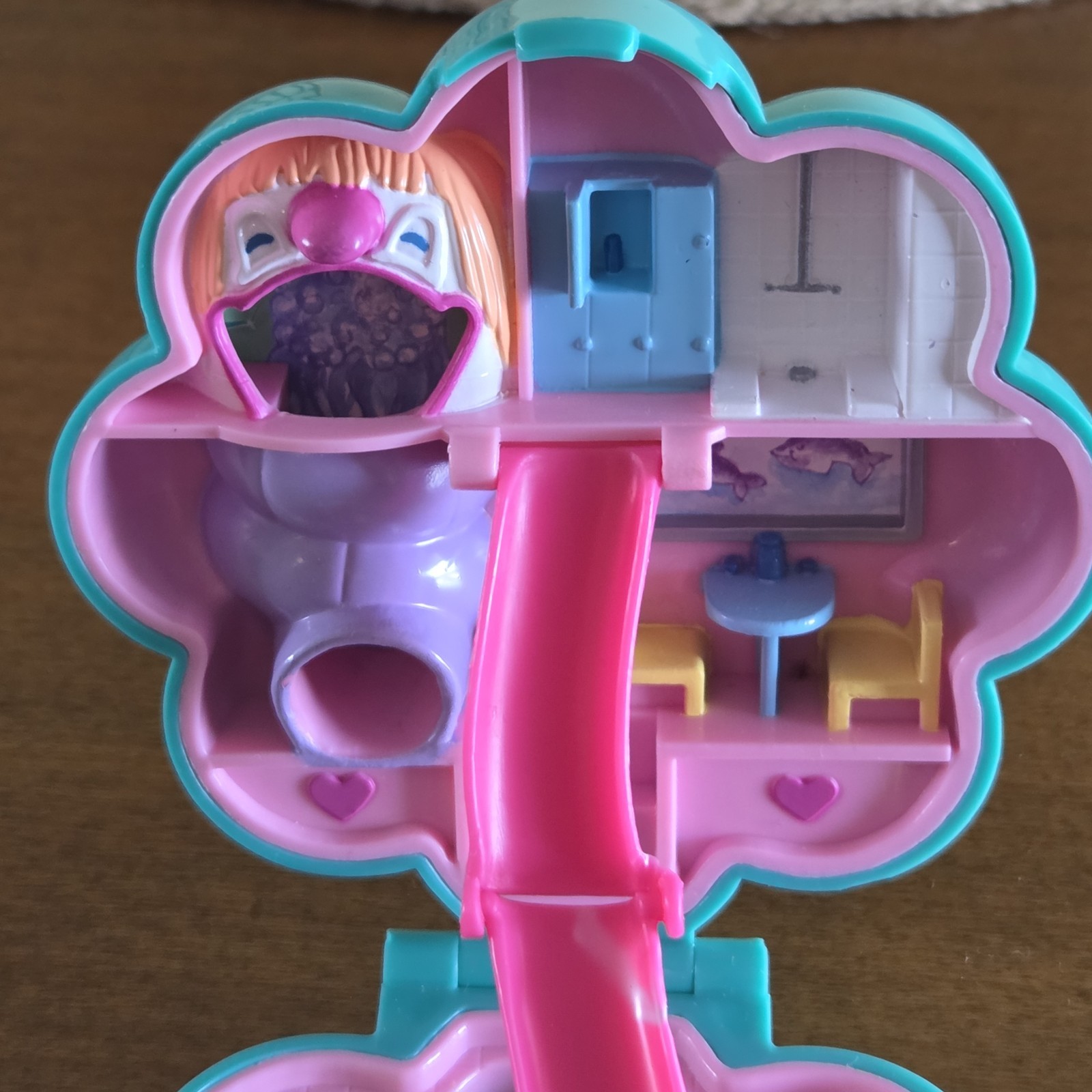 Polly Pocket Vintage Splash 'n Slide Water Park Bluebird Toys Case 2 Dolls 1990