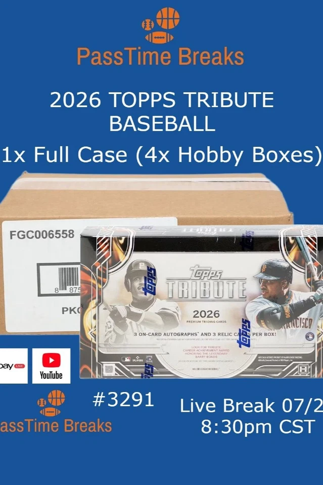 2026 TOPPS TRIBUTE BASEBALL - 1x Full Case 4x Hobby Box - PYT BREAK 3291