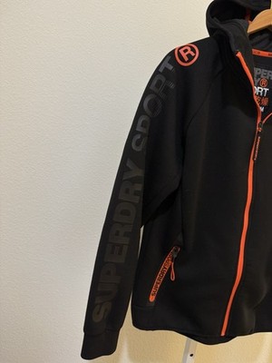 Superdry Sport Gym Tech Spliced Zip Hoodie Medium Black Orange