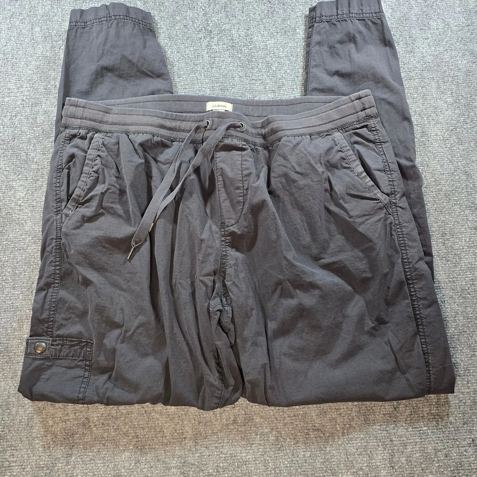 L.L. Bean Men’s Cargo Jogger Pants Dark Gray Elastic Waist Hiking Outdoor Casual