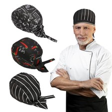 3 Packs Professional Head Scarf for Men and Women - Chef Gorro 7 1/8, Multi